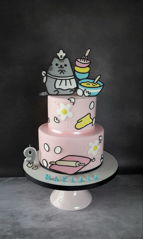 Pusheen Birthday Cake, Cosmic Cake, Pusheen Cake, Bear Baby Shower Cake, Kawaii Collection, Chef Cake, Pastel Baby Shower, Cartoon Cake, Creative Birthday Cakes