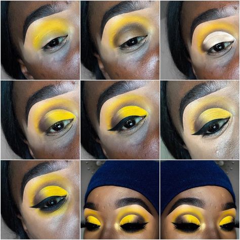 Eyeshadow Pictorial Step By Step, Eye Makeup Pictorial, Eyeshadow Pictorial, Contour For Dark Skin, Makeup Tips Eyeshadow, Yellow Eye Makeup, Makeup Pictorial, Makeup Artist Business, Makeup Artist Business Cards