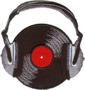 Amazon.com: Novelty Iron on - Music Themed Rock n Roll Record With Headphones Black Logo Patch: Arts, Crafts  Sewing Wearing Headphone, Band Patches, Dj Headphones, Vinyl Record Player, Headphones Black, Black Headphones, Music Themed, Iron On Applique, Appliqué Patch