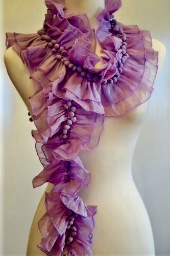 Funky Scarves, Ruffle Scarf, Summer Scarf, Coban, All Things Purple, Lavender Blue, Summer Scarves, Purple Fashion, Shades Of Purple