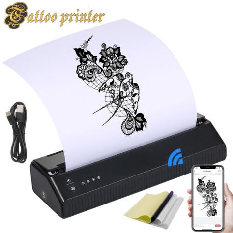 ad eBay - Find many great new & used options and get the best deals for Tattoo Stencil Printer Thermal Tattoo Printer with 11Pcs Transfer Paper I5L3 at the best online prices at eBay! Free shipping for many products! Thermal Tattoo, Tattoo Making, F Tattoo, Tattoo Printer, Tattoo Transfers, Tattoo Stencil, Thermal Printer, He Or She, Tattoo Supplies