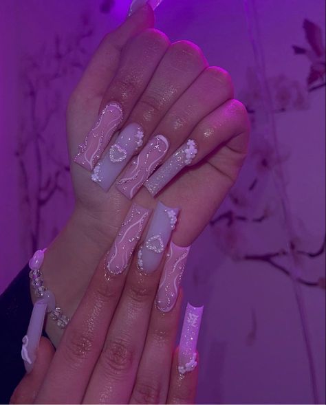 Dramatic Nails Acrylic, Acrylic Nails Chrome, Glitter Nails Acrylic, Spring Acrylic Nails, Simple Acrylic, Baddie Nails, Girly Acrylic Nails, Cute Acrylic Nail Designs, Simple Acrylic Nails