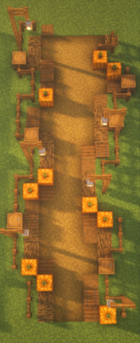 Medieval Pathway Minecraft, Cute Halloween Minecraft Builds, Aesthetic Fall Minecraft Builds, Cute Fall Minecraft Builds, Halloween Minecraft Village, Minecraft Town Path, Minecraft Town Themes, Minecraft Path Decorations, Minecraft Halloween Decorations In Game