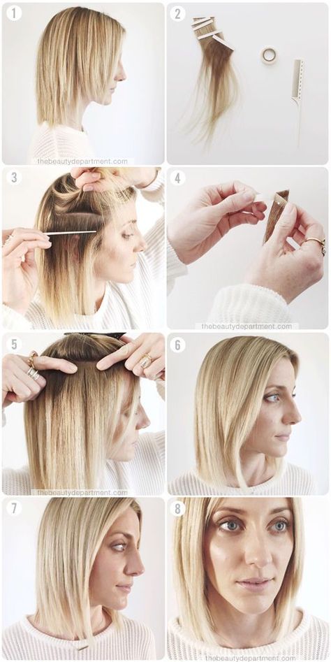 THE TEMPORARY TAPE EXTENSION MIRACLE | the beauty department | Bloglovin’ Ariana Grande Hair Extensions, Hair Extensions Tutorial, Ariana Grande Hair, Hair Extensions Before And After, Hair Extensions For Short Hair, Hair Tape, Hair Extentions, Mega Hair, Super Hair