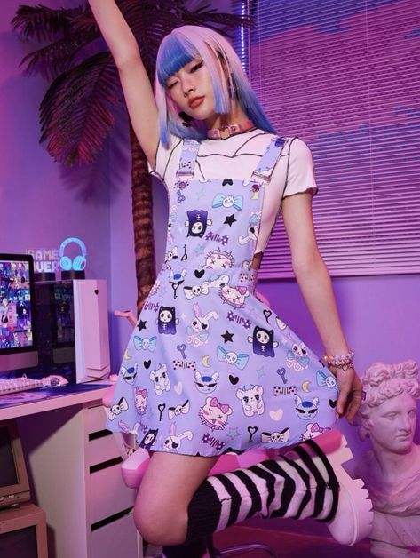 #purple #gamer #girl #cute Gamer Core Outfits, Gamer Outfits Girl, Gamer Girl Outfit Aesthetic, Gamer Girl Aesthetic Outfits, Cyberpunk Aesthetic Outfit, Gamer Girl Outfit, Gamer Outfit, Cute Feminine Outfits, Gamer Style