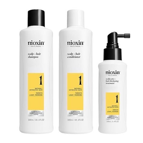 Amazon.com: Nioxin System Kit 1, Natural Hair with Light Thinning, Full Size (3 Month Supply) : Beauty & Personal Care Nioxin Shampoo, Hair Care Kit, Dunner Wordend Haar, Barbara Sturm, Hair System, Scalp Health, Hair Thickening, Dry Scalp, Hair Breakage