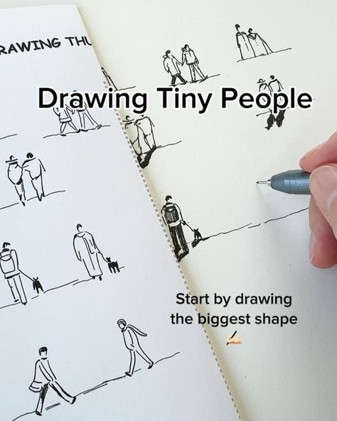 Daria Bogdanova on Instagram: "Drawing Tiny People 🕺✍🏻  I think they can really add a lot of mood to a scene 😊  The human body is quite complex to draw, but if you let go of perfection and have fun, you’ll discover many creative ways to draw tiny figures! ☺️  #drawingtips #urbansketching #sketchingtime #landscapearchitecture #landscapearchitecturestudent" Drawing Ideas People Sketches Easy, Tiny People Drawing, Drawing Tiny, Mom Doodle, It Gets Easier, Tree Outline, People Drawing, Tiny People, Instagram Drawing