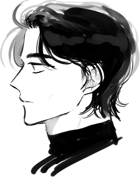 Male Hair Side Profile Drawing Reference, Side Pfp Hair Drawing, Side Face Reference Male, Men Hair Side Profile Drawing, Left Side Profile Drawing, Men Hair Drawing Sketches, Side Character Drawing, Man From Side Reference, Side Profile Hair Male