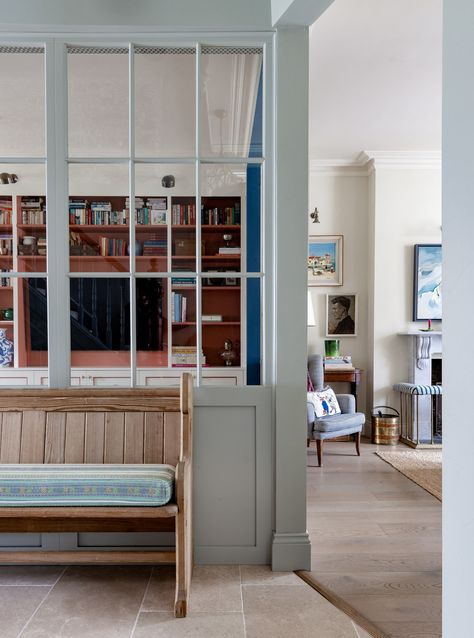 Polly Ashman, Internal Window, Wooden Window Design, Half Painted Walls, Cottage Vibes, Bear Cabin, Craftsman Cottage, Son Bedroom, London Family