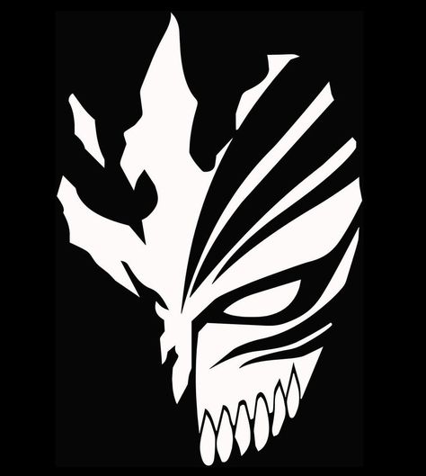 Zangetsu Tattoo, Manga Icons Black And White, Bleach Ichigo Hollow, Ichigo Hollow Mask, Bleach Logo, Ichigo Hollow, Icons Black And White, Hollow Mask, Bleach Tattoo