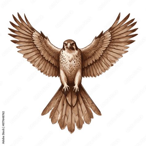 Illustration of a Flying Falcon Eagle Flying Eagle Drawing, Falcon Sketch, Falcon Illustration, Falcon Flying, Flying Falcon, Falcon Drawing, Eagle Drawing, Reference Pictures, Beautiful Birds