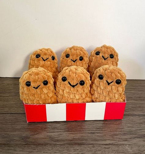 Amigurumi pattern Crochet Chicken Nuggets Free Pattern, Crochet Chicken Nuggets, Chicken Plushies, Toys Quotes, Crochet Projects To Sell, Crochet Cat Toys, Cow Toys, Crochet Toys Free Patterns, Xmas Toys