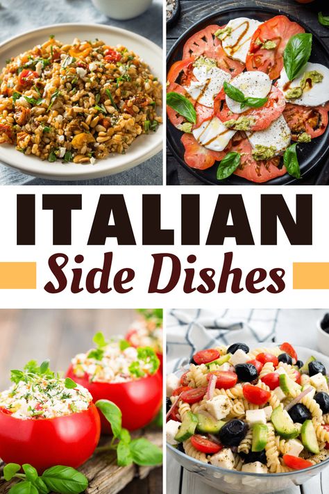 From Caprese salad to garlic bread, these Italian side dishes are the perfect accompaniment for a fancy dinner party or a laid back family meal. Try one of these authentic recipes today! Italian Side Dishes, Italian Green Beans, Party Side Dishes, Radicchio Salad, Italian Side, Fancy Dinner Party, Pasta Sides, Pasta Salad Italian, Quick Easy Dinner