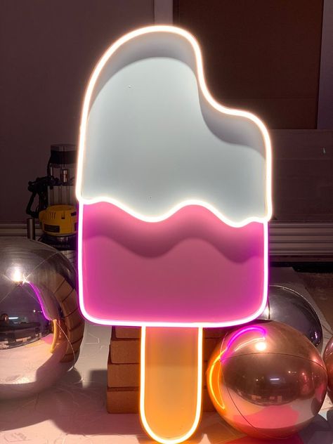 Ice Cream LED Neon Sign Emoticon Food Neon ice creamsuper | Etsy Neon Ice Cream, Ice Cream Christmas, Ice Cream Pictures, Neon Bedroom, Ice Cream Pops, Bar Led, Gaming Room Setup, Ice Ice Baby, Bakery Shop