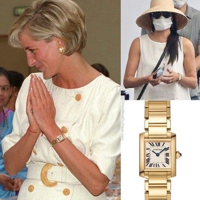 Meghan Markle wearing Princess Diana Cartier tank watch http://liketk.it/2UEr9 #liketkit @liketoknow.it Lady Diana Cartier Watch, Lady Diana Watch, Princess Diana Cartier Watch, Meghan Cartier Watch, Princess Diana Jewellery, Lady Diana Jewelry, Princess Diana's Jewelry, Princess Diana Watch, Cartier Ladies Watch