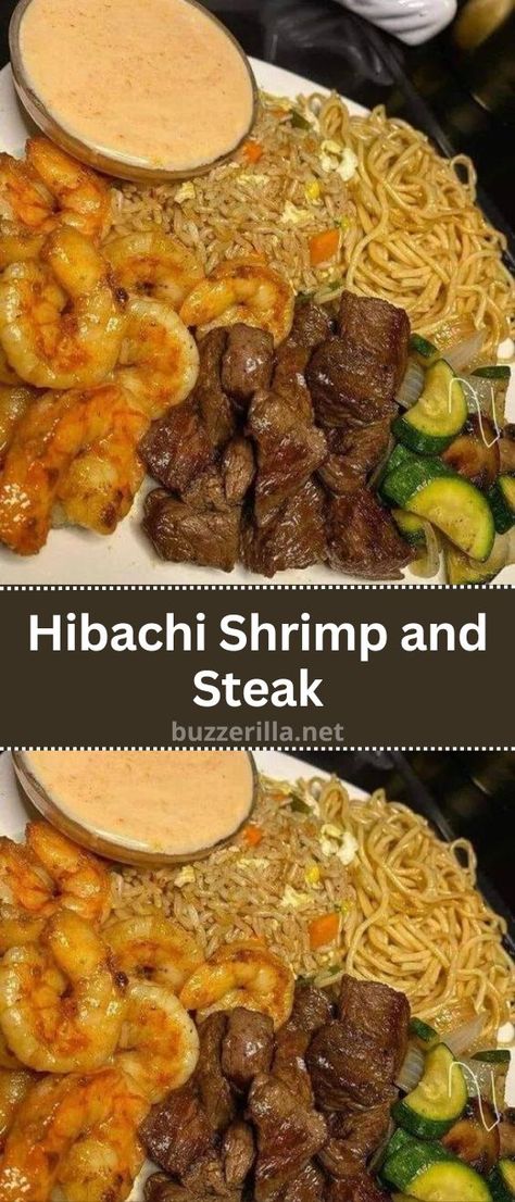 Hibachi Shrimp and Steak via @easyrecipesideas2 Habatchi Recipe, Hibachi Steak And Shrimp Recipe, Hibachi Shrimp, Hibachi Steak, Hibachi Recipes, Hibachi Chicken, Yum Sauce, Steak And Shrimp, Yum Yum Sauce