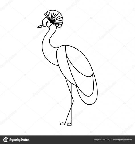 Crested Crane Tattoo, Crane Sketch, Crested Crane, Crane Tattoo, Line Drawing, Tatting, Sketch, Tattoos, Drawings