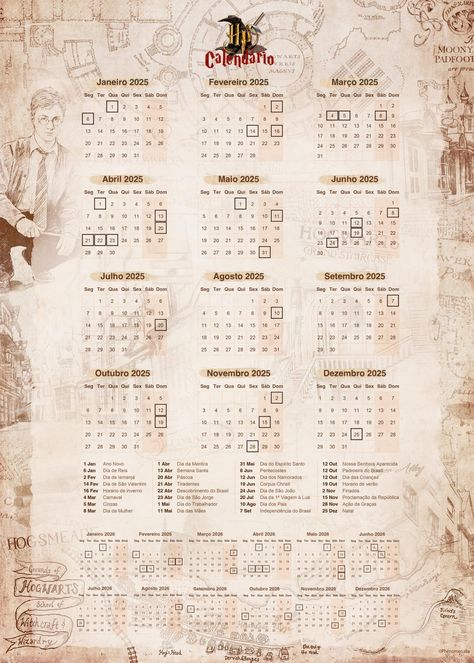 Calendario 2023 Aesthetic, Harry Potter Calendar, Harry Potter Pdf, Aesthetic Harry Potter, Harry Potter Planner, Harry Potter Printables Free, 2023 Aesthetic, Harry Potter Wall, Festa Harry Potter