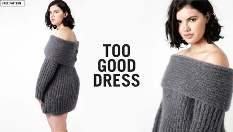 Knit Sweater Dress Pattern Free, Knit Dress Tutorial, Off Shoulder Knitting Pattern, Knit Sweater Dress Pattern, Knitted Dress Pattern, Knit Dress Pattern Free, Sweater Dress Pattern, Easy Sweater Knitting Patterns, Knitted Winter Dress