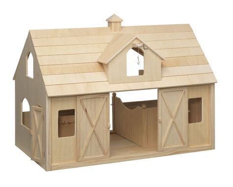 Amazon.com: Deluxe Wood Barn with Cupola: Toys & Games Wooden Toy Barn, Wood Horse, Toy Barn, Wood Barn, Traditional Toys, Toy House, Popsicle Stick Crafts, Toy Horse, Breyer Horses