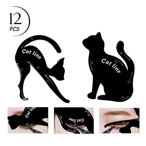 Line Eye Makeup, Eyeliner Stencils, Cat Eyeliner Stencil, Cat Eye Eyeliner, Makeup Stencils, Eyeliner Shapes, How To Do Eyeliner, Eyeliner Stencil, Smoky Eyeshadow