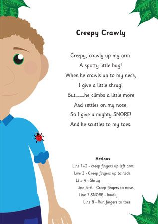 Creepy Crawly Poem - Early Years Poetry | Free Early Years & Primary Teaching Resources (EYFS & KS1) Nursery Rymes Crafts For Toddlers, Insect Poems For Preschool, Insect Songs, Creepy Nursery Rhymes, Insects And Creepy Crawlies Preschool, Preschool Poems, Nursery Songs, Circle Time Songs, Funny Poems