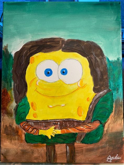 Spongebob X Mona Lisa Mona Lisa, Pins, Art