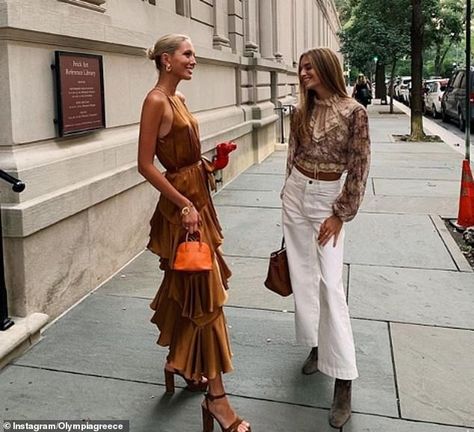 Princess Olympia of Greece & Nicky Hilton Rothschild sit front row at Oscar de la Renta NYFW | Daily Mail Online Princess Maria Olympia Of Greece, Olympia Greece Outfits, Olympia Greece Princess, Olympia Of Greece Style, Rollce Roys, Beachy Pics, Maria Olympia, Miller Sisters, Princess Olympia