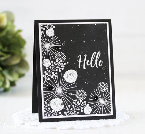 Birthday Card Black And White, Black And White Homemade Cards, Stampinup Black And White Cards, Black And White Stationery, Su Black And White Cards, Paper Blog, Handmade Paper Crafts, Best Pens, Watercolor Wash