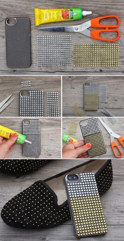 25 Magnificent and Spectacular DIY iPhone Case Customization Ideas Diy Phone Cases, Origami Mobile, Phone Accessories Diy, I Spy Diy, Diy Phone Case Design, Studs And Spikes, Diy Case, Diy Iphone Case, Cases Diy