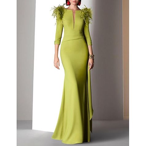 Silhouette:Mermaid / Trumpet; Hemline / Train:Floor Length; Closure:Zipper UP; Built-In Bra:No; Embellishment:Feather,Ruffles,Ruched; Fabric:Satin; Sleeve Length:3/4 Length Sleeve; Tips:Colors may vary slightly due to different monitor settings,Professional dry cleaner only; Boning:No; Style:Elegant; Occasion:Formal,Fall; Neckline:V Neck; Front page:Evening Gown; Listing Date:07/02/2024 Classy Mother Of The Groom Dresses, V Neck Gown With Sleeves, Winter Gowns, Gown Elegant, Ruffles Dress, Evening Dresses Online, Green Mermaid, Cheap Evening Dresses, Dresses Formal Elegant