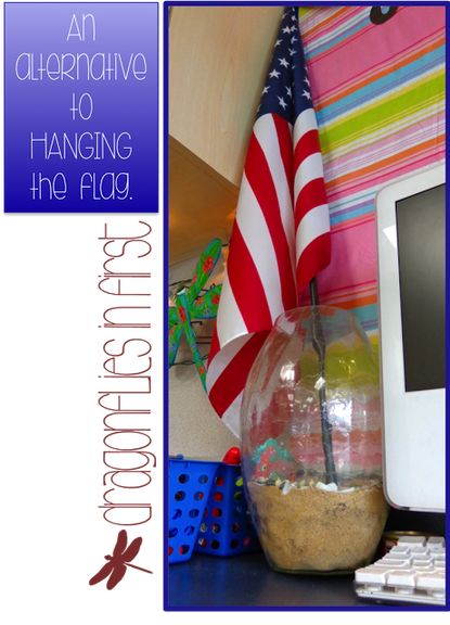 Classroom Views and a FREEBIE Flag Hanging, Flag Holder, Hanging Flag, Classroom Management Tips, How To Hang, A Flag, A Classroom, Classroom Organization, Dragonflies