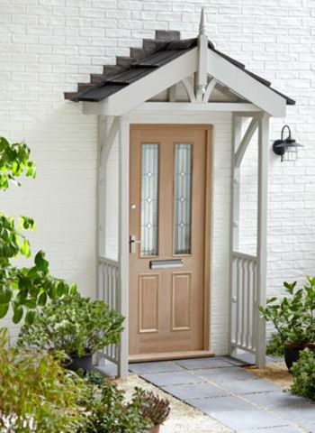 Elegant and Decorative Porch Canopy - Decorifusta Door Canopy Porch, Porch Overhang, Small Porch Ideas, Front Door Awning, Veranda Design, Front Door Canopy, Cottage Front Doors, Unique Front Doors, Porch Canopy