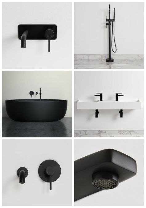 Black Sanitaryware Bathroom, Lusso Stone, Black Bathroom Taps, Black Bathroom Fixtures, Black Tapware, Bathroom Equipment, Bathroom Accessories Design, Matte Black Bathroom, Black Bathroom Accessories