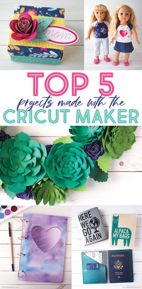 Top 5 Cricut Maker Projects #CricutCreated #CricutMaker #cricut #cricutcrafts #cricutprojects Cricut Maker Projects, Paper Succulents, Cricut Explore Projects, Pen Diy, Holiday Gift Baskets, Maker Project, Watercolor Journal, Cricut Craft, Custom Gift Boxes