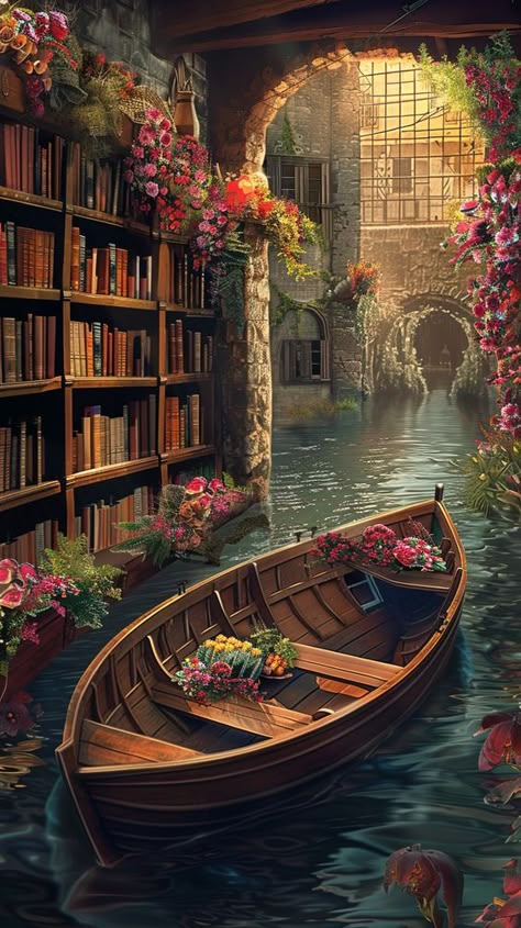 Reading Imagination Art, Portal Painting, Library Painting, Portal To Another World, Magical Library, Ancient Library, Dragon Wall Art, Jungle Forest, Library Aesthetic