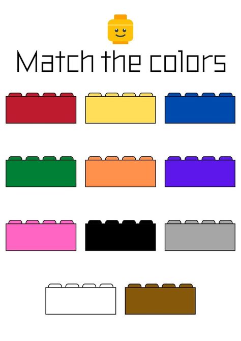 lego match the colors game cut and paste printable free pdf to print Colors Activity For Preschool, Lego Printable Free, Lego Blocks Printable, Lego Printable, Colors Activity, Lego Printables, Colors Printable, Activity For Preschool, Lego Head