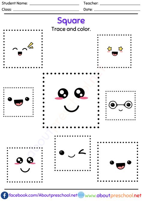 Shapes trace and color worksheet Square Tracing Shapes Worksheets, Shapes Worksheets For Kindergarten, Trace Worksheet, Shapes Tracing, Preschool Activity Sheets, Color Worksheet, Shape Tracing, Color Worksheets For Preschool, Shape Worksheets For Preschool