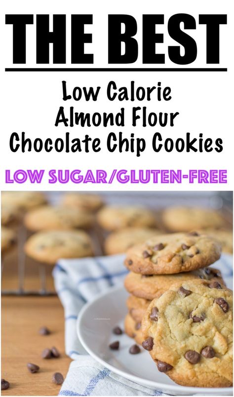 Almond Flour Chocolate Chip Cookies {LOW SUGAR & GLUTEN-FREE} Quick Almond Flour Cookies, Almond Flour Choc Chip Cookies, Low Calorie Almond Flour Cookies, Chocolate Chip Cookies Low Calories, Gluten Free Chocolate Chip Cookies Almond Flour, Almond Flour Chocolate Chip Cookies Easy, Healthy Almond Flour Chocolate Chip Cookies, Healthy Cookies Almond Flour, Almond Flour Cookies Sugar Free