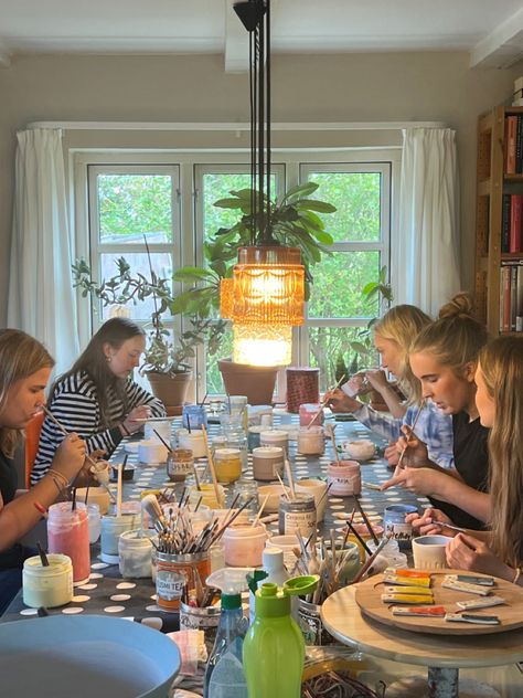 Pottery Painting Party Ideas, Pottery Painting Party, Group Hangout, Painting Friends, Ceramics Painting, Creative Ceramics, No Boys Allowed, Maker Space, Painting Party