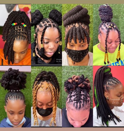 PrettyBelleDreads on Instagram: “Happy 4th guys. 😊 #prettybelledreads #locextensions #dreadextensions #locstyles #locstylesforwomen #womenlocstyles #fyp #locsatlanta…” 2 Ponytail Loc Styles, Ponytail Loc Styles, Short Dreadlocks, Women Locs, Extension Styles, Locs Journey, Dread Heads, Dread Styles, Locs Styles