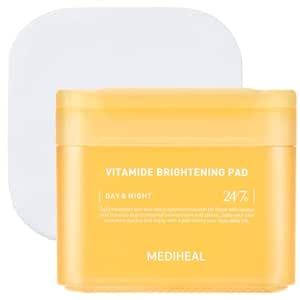 MEDIHEAL Vitamide Brightening Pad - Vegan Face Hypoallergenic Pads with Niacinamide, Sea Buckthorn - Radiance Boosting Pads for Clear, Illuminating Skin 100 Pads Toner Pads, Improve Skin Tone, Brighten Skin Tone, Sea Buckthorn, Lavandula Angustifolia, Festival Makeup, Anti Aging Treatments, Glass Skin, Uneven Skin