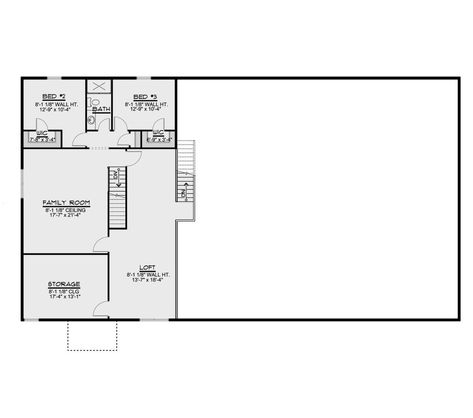 Barn Plan: 3,192 Square Feet, 3 Bedrooms, 3 Bathrooms - 5032-00105 40x80 Shop With Living Quarters, Pole Barn Floor Plans, Shop With Living Quarters Plans, Warehouse Floor Plan, Shop With Living Quarters, Garage To Living Space, Barn Homes Floor Plans, Barn Plan, Floor Plans Ranch