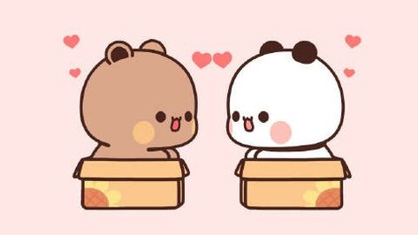 Bubu Dudu Wallpaper Laptop, Ssjg Goku, Goma Peach, Cute Animation Gif, Panda And Bear, Peach Goma, Bubu And Dudu, Dudu Bubu, Gif Cute