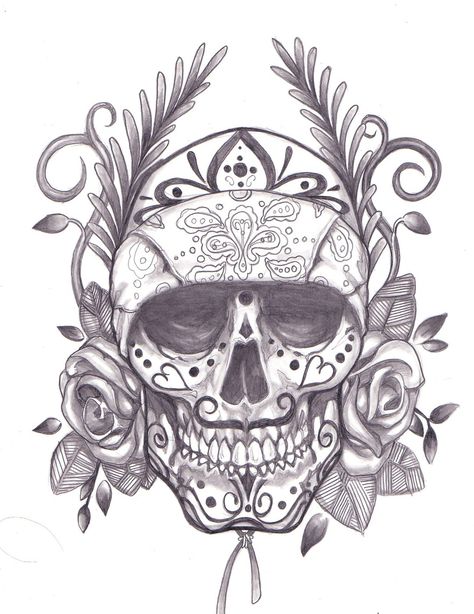 Bandana Tattoo, Sugar Skull Girl Tattoo, Sugar Skull Drawing, Skull Girl Tattoo, Sugar Skull Girl, Muster Tattoos, Sugar Skull Tattoos, Tattoo Sketch, Skull Drawing