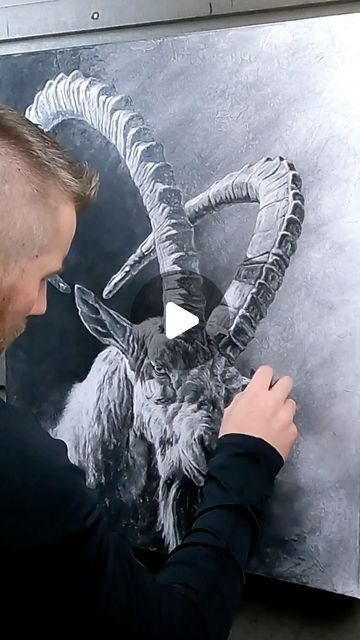 Joel Pilcher on Instagram: "Full time lapse of my Ibex piece. Charcoal on 24”x30” canvas.
-
Original available. Print is available on wall art, phone cases, tees, blankets and more at joelpilcherart.com. Thanks everyone!!" Charcoal On Canvas, Tag Your Love, Thanks Everyone, Art Phone Cases, Realism Art, Time Lapse, Full Time, Realism, Planets