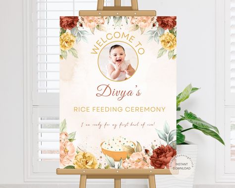 Rice Feeding Ceremony Welcome Sign | Rice Weaning Welcome Sign | Rice Feeding Decoration Sign | Editable Welcome Poster | DIGITAL DOWNLOAD by SimplyStunningPrints on Etsy Weaning Ceremony, Ceremony Welcome Sign, Naming Ceremony, Welcome Poster, Weaning, Print Store, Personalized Prints, Banners Signs, Web Browser