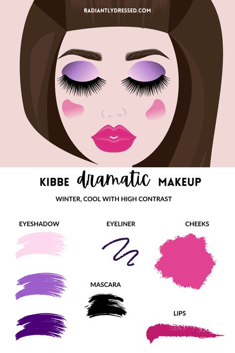 Radiantly Dressed, Season Palette, Radiant Woman, Cool Winter Color Palette, Kibbe Dramatic, Facial Bones, Makeup Pictorial, Avant Garde Jewelry, Winter Color Palette