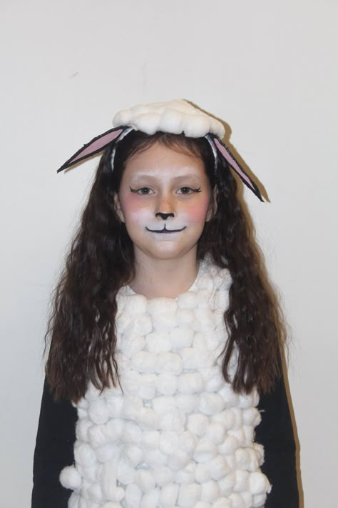 Sheep Halloween Makeup, Sheep Costume Makeup, Lamb Face Paint, Sheep Makeup Halloween, Lamb Makeup Halloween, Goat Face Paint, Sheep Face Paint, Sheep Costume Women, Sheep Makeup