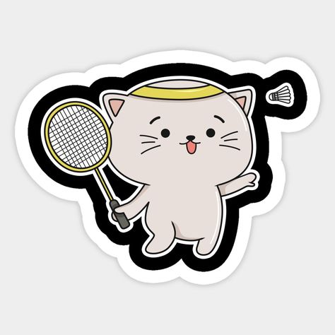 Badminton player gift A cute Kawaii cat badminton motif. made for an expert cat lover's birthday. This cute badminton design is perfect for all cat fans. -- Choose from our vast selection of stickers to match with your favorite design to make the perfect customized sticker/decal. Perfect to put on water bottles, laptops, hard hats, and car windows. Everything from favorite TV show stickers to funny stickers. For men, women, boys, and girls. Badminton Stickers Printable, Badminton Girl Aesthetic, Mapeh Subject Design, Badminton Stickers, Art Brainstorm, Badminton Aesthetic, Badminton Design, Subject Design, Badminton Logo